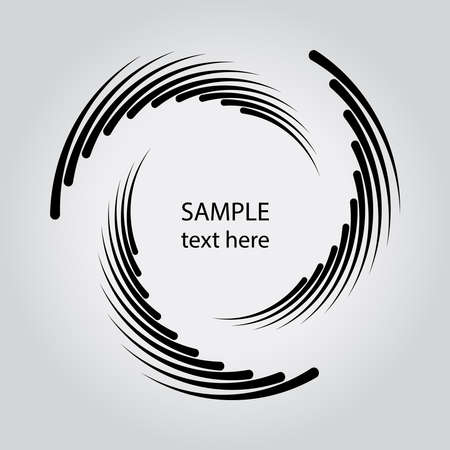 Black curvy thick speed lines in spiral form. Geometric art. Trendy design element for frame, logo, tattoo, sign, symbol, web, prints, posters, template, pattern and abstract backgroundのイラスト素材