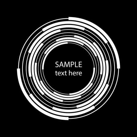White radial concentric stripes in round form. Geometric art. Trendy design element for frame, logo, tattoo, sign, symbol, web, prints, posters, template, pattern and abstract backgroundのイラスト素材