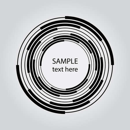 Black radial concentric stripes in round form. Geometric art. Trendy design element for frame, logo, tattoo, sign, symbol, web, prints, posters, template, pattern and abstract backgroundのイラスト素材