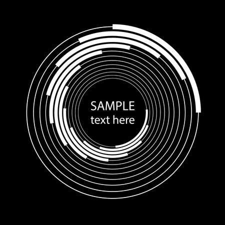 White radial concentric stripes in spiral form. Geometric art. Trendy design element for frame, logo, tattoo, sign, symbol, web, prints, posters, template, pattern and abstract backgroundのイラスト素材