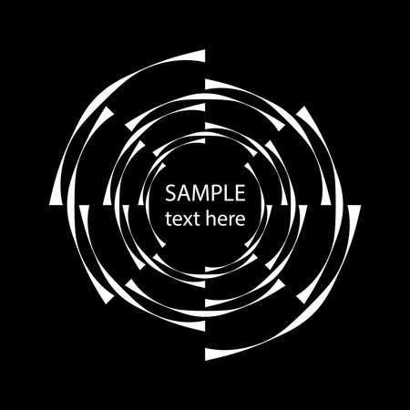 White abstract stripes in spiral form. Geometric art. Trendy design element for frame, logo, tattoo, sign, symbol, web, prints, posters, template, pattern and abstract backgroundのイラスト素材