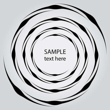 Black abstract stripes in vortex form. Geometric art. Trendy design element for frame, logo, tattoo, sign, symbol, web, prints, posters, template, pattern and abstract backgroundのイラスト素材