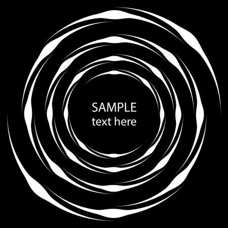 White abstract stripes in vortex form. Geometric art. Trendy design element for frame, logo, tattoo, sign, symbol, web, prints, posters, template, pattern and abstract backgroundのイラスト素材