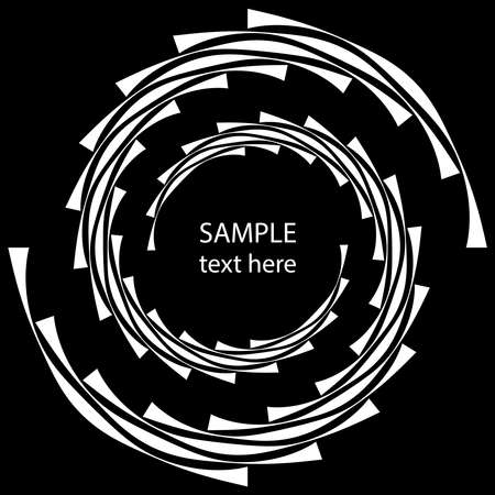 White abstract curved stripes in spiral form. Geometric art. Trendy design element for frame, logo, tattoo, sign, symbol, web, prints, posters, template, pattern and abstract backgroundのイラスト素材
