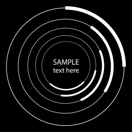 White radial stripes in spiral form. Geometric art. Trendy design element for frame, logo, tattoo, sign, symbol, web, prints, posters, template, pattern and abstract backgroundのイラスト素材