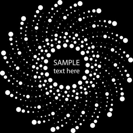 White radial halftone dots in spiral form. Geometric art. Trendy design element for frame, logo, tattoo, sign, symbol, web, prints, posters, template, pattern and abstract backgroundのイラスト素材