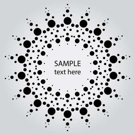 Black radial concentric halftone dots in star form. Geometric art. Trendy design element for frame, logo, tattoo, sign, symbol, web, prints, posters, template, pattern and abstract backgroundのイラスト素材