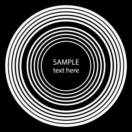 White radial concentric abstract stripes. Vector illustration. Trendy design element for frame, logo, tattoo, sign, symbol, web, prints, posters, template, pattern and abstract backgroundのイラスト素材