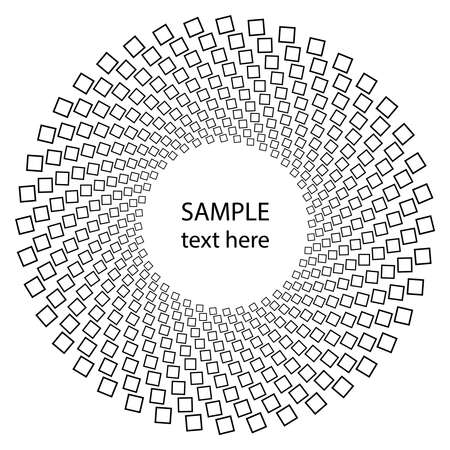 Black concentric hollowed squares in circle form. Design element for frames, borders, web pages, prints, template, posters, monochrome pattern and abstract backgroundのイラスト素材