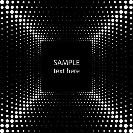 White concentric halftone dots in square form. Geometric art. Trendy design element for frame, tattoo, sign, symbol, web, prints, posters, template, pattern and abstract backgroundのイラスト素材