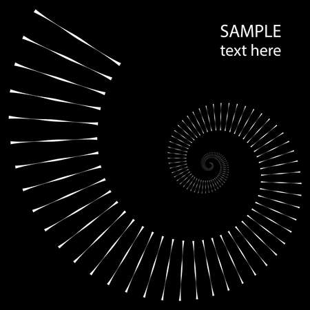 White abstract rotated lines in spiral form. Vector illustration. Trendy design element for logo, tattoo, sign, symbol, web, prints, posters, template, pattern and abstract backgroundのイラスト素材