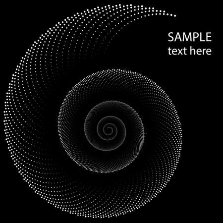 White abstract rotated halftone dotted speed lines in spiral form. Trendy design element for , tattoo, sign, symbol, web, prints, posters, template, pattern and abstract backgroundのイラスト素材