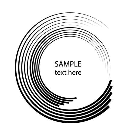 Black concentric curvy stripes in circle form. Vector illustration. Trendy design element for frame,  tattoo, sign, banners, web, prints, posters, template, pattern and abstract backgroundのイラスト素材
