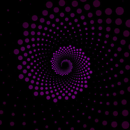 Violet vortex form halftone dots. Geometric art. Trendy design element for frame, tattoo, sign, symbol, web, prints, posters, template, pattern and abstract backgroundのイラスト素材