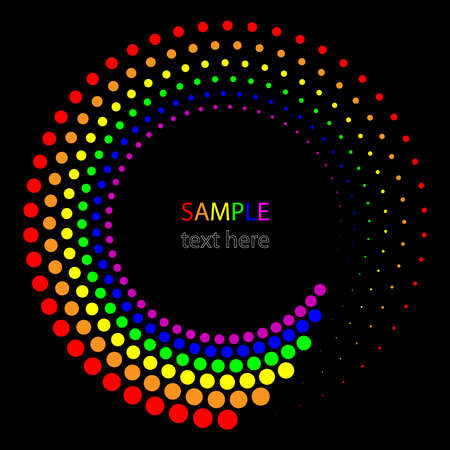Radial halftone dots in rainbow colors. Geometric art. Design element for frame,  sign, banners, web, prints, posters, template, pattern and abstract backgroundのイラスト素材