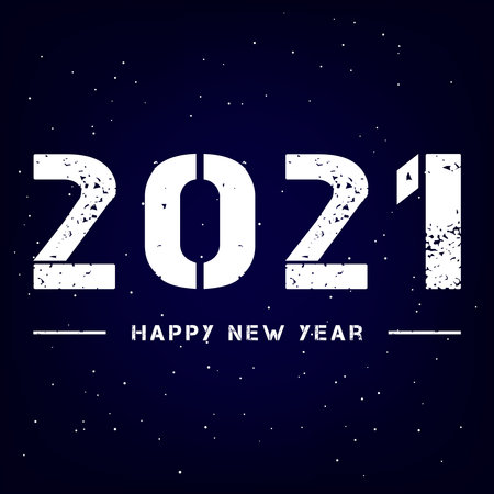 Happy New Year white grunge text. Vector illustration. Design element for posters, banners, flyers, greetings, invitation and gift cardのイラスト素材