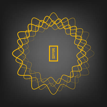 Yellow vector zigzag shape in ring form. Geometric art. Trendy design element for frame, round logo, tattoo, sign, symbol, web pages, prints, posters, template, pattern and abstract backgroundのイラスト素材