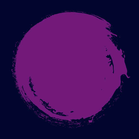 Violet grungy post stamp. Distress textures. Doodle style design elements for frames, badges, labels and emblems. Grunge round brush strokes. Ink blotsのイラスト素材