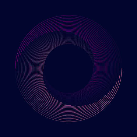Violet and pink lines in spiral form. Geometric art. Trendy design element for frame, logo, tattoo, sign, symbol, web pages, prints, posters, template, pattern and abstract backgroundのイラスト素材