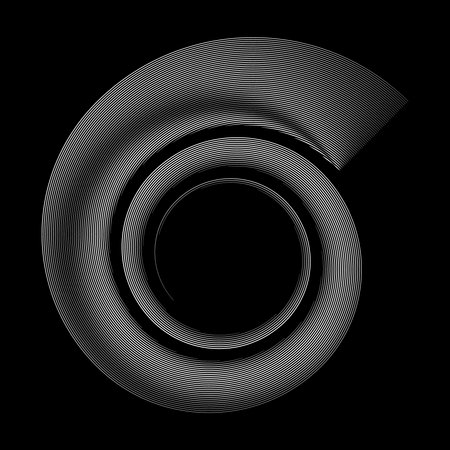 Abstract speed lines in spiral form. Vector illustration. Trendy design element for logo, tattoo, sign, symbol, web, prints, posters, template, pattern and abstract backgroundのイラスト素材