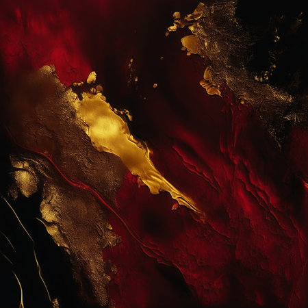 Abstract golden and red texture. Beautiful oil painted backdropの素材
