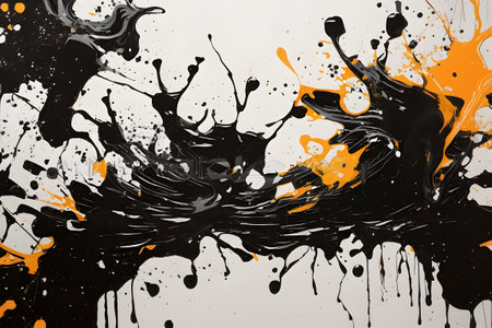 Abstract background with black and yellow splashesの素材