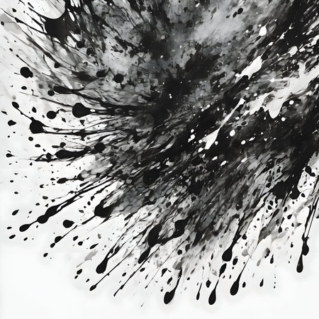 Abstract black and white watercolor background. Ink splashes on white paper. Modern posterの素材