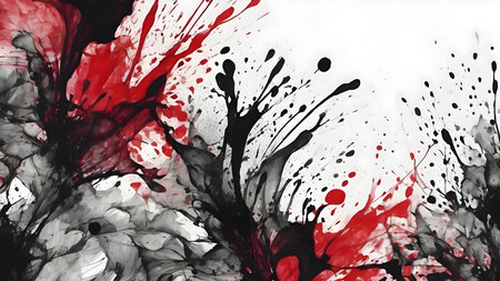 Abstract watercolor background with black and red splashesの素材