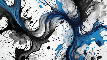 Abstract watercolor background with black and blue splashesの素材