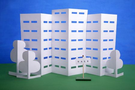 Paper breadboard model of an apartment house の写真素材
