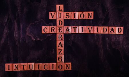 Crossword about leadership composed of different wordsの写真素材