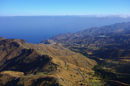 Tejeleche mountains and Alojera village in La Gomera Canary islandの写真素材