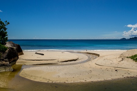 Rocks on the beach in Mahe Seychelles main islandの写真素材