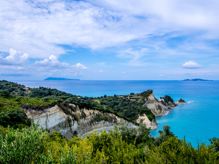 Drastis rock coastline on Corfu Greek islandの写真素材