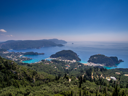 Paleokastritsa village on Corfu Greek islandの写真素材