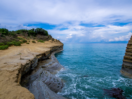 Sidari coastline on Corfu Greek islandの写真素材