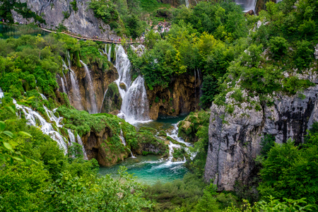 Plitvice Lakes the largest national park in Croatiaの写真素材