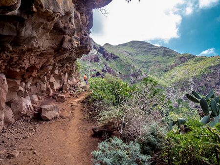 Walking in Anaga mountains Tenerife Canary Islandの写真素材