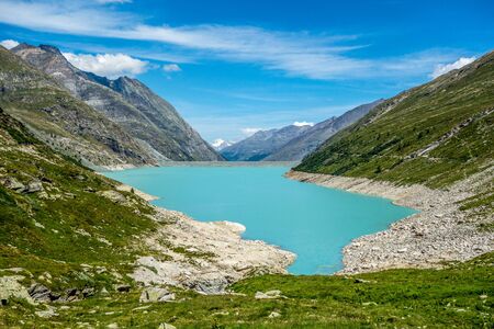 Mattmark lake in the canton of Valais southwestern part of Switzerlandの写真素材