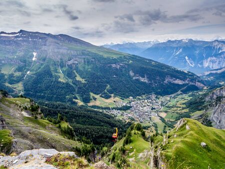Leukerbad in the canton of Valais southwestern part of Switzerlandの写真素材