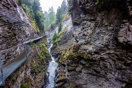 Leukerbad gorge in the canton of Valais southwestern part of Switzerlandの写真素材
