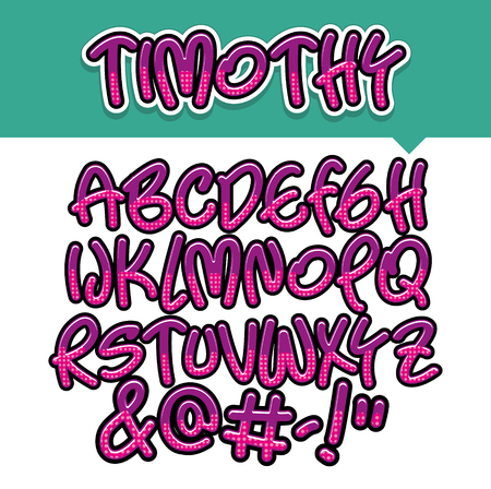 Vector of modern comical font and alphabet, purple, comics style alphabet collection setのイラスト素材
