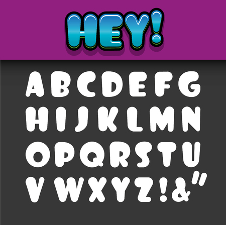 Vector of modern comic rounded font and alphabetのイラスト素材