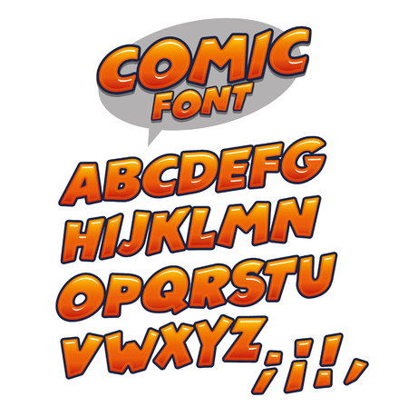 Vector of modern comical font and alphabet, comics style alphabet collection setのイラスト素材