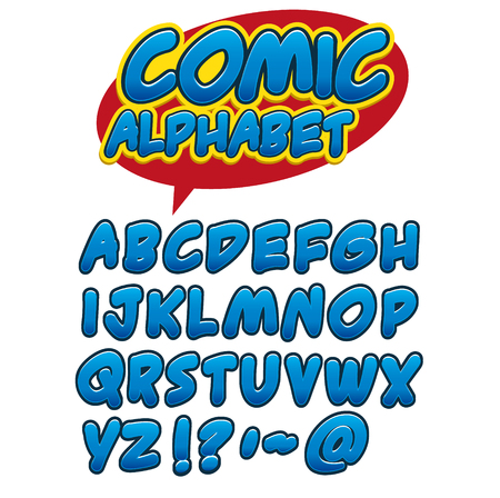 Vector of modern comical font and alphabet, comics style alphabet collection setのイラスト素材