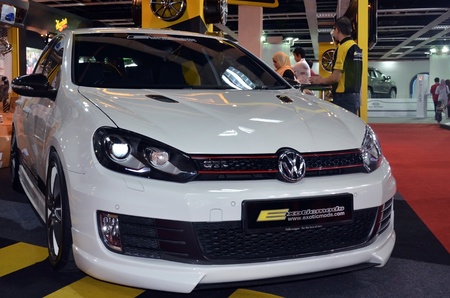 KUALA LUMPUR - DEC 12: Volkswagen Golf GTI on display at the Kuala Lumpur International Motor Show 2010 on DECEMBER 12, 2010 in Kuala Lumpur, Malaysiaのeditorial素材