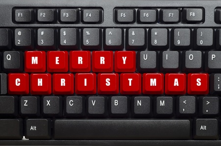 merry christmas word on red and black keyboard buttonの写真素材