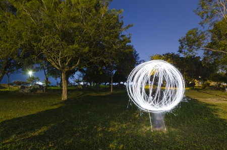 abstract light painting in night modeの写真素材