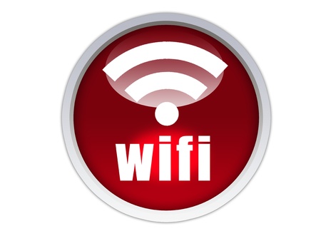 graphic glossy wifi icon on red buttonの写真素材