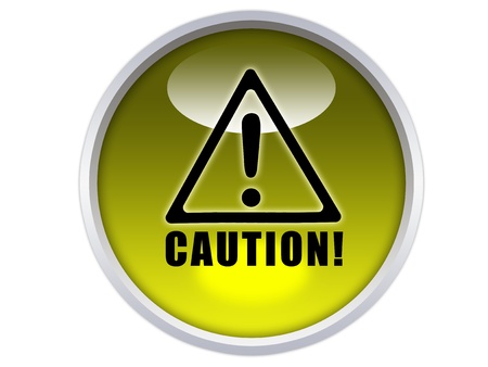 caution word with icon on yellow glossy button graphicの写真素材